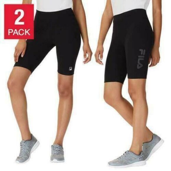 Fila Pants - Fila Ladies’ Logo Bike Short 2-pack, Black